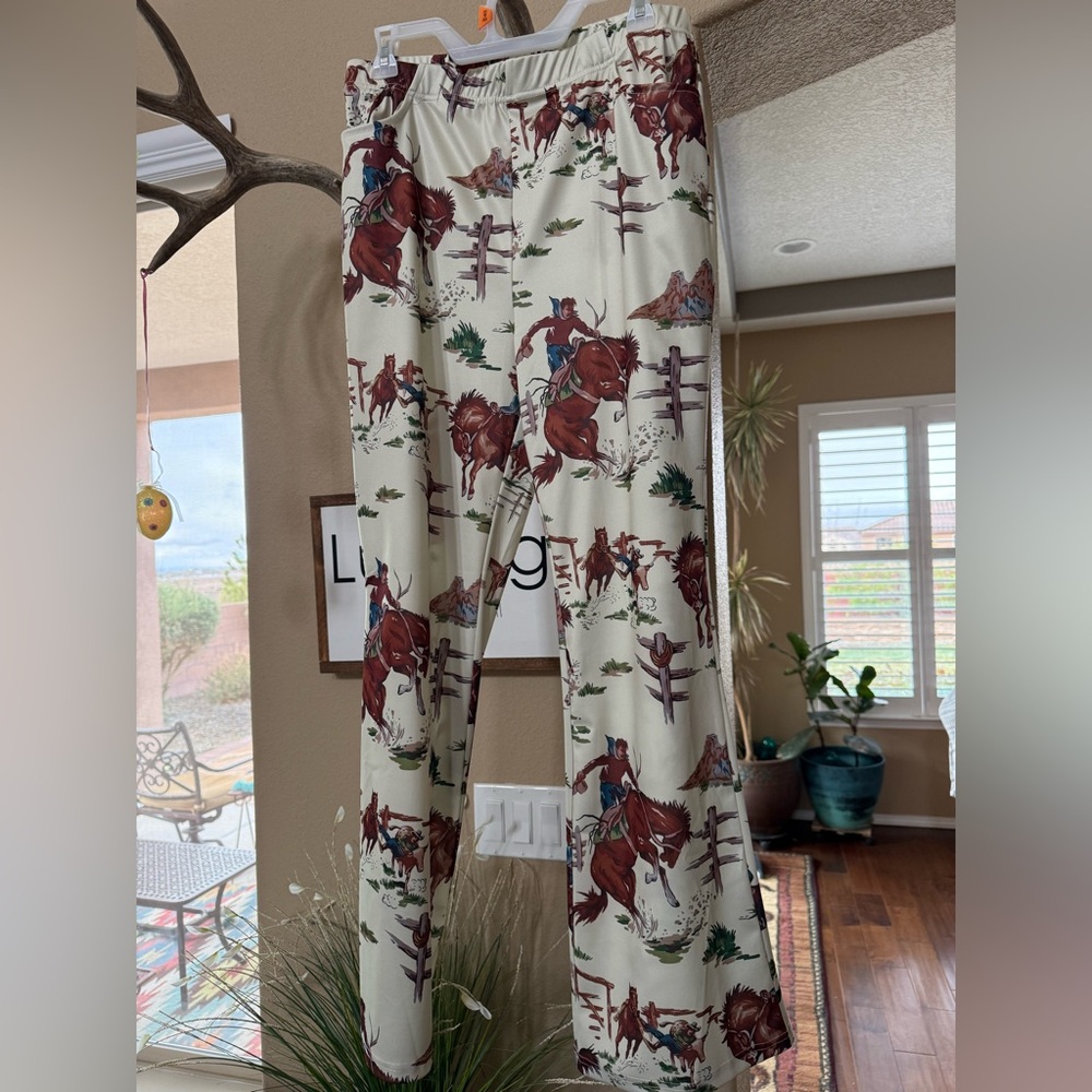 Western Cowboy Print Pants